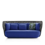 B&B Italia - Bay Outdoor Sofa BY176, Anthracite Polypropylene Interlacing, 2 Back Cushions, Fabric Outdoor 02, Lusso Leila 207
