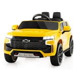 Chevrolet elbil för barn med 2,4G fjärrkontroll & Upphängning & lampor & Musik barnbil gul