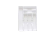 Cutlery Tray Kitchen Drawer Organiser with 6 Compartment Holders, Small and Large (Large, White)