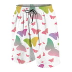 WoodWorths Colorful Butterfly Background Junior Boy Youth Swimming Trunks Briefs Shorts(14-16 Years,White)
