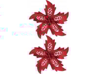 Juldekoration Titanum Poinsettia Blomma Flockad På Tråd Röd 2St