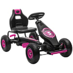 Children Pedal Go Kart w/ Adjustable Seat, Rubber Wheels, Brake - Pink