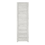 Furniture To Go Angel Tall One Door 3 Drawer Narrow Cupboard, White Oak, 56x40x190.5 cm