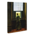 Friedrich Caspar David Woman At A Window Classic Painting Canvas Wall Art Print Ready to Hang, Framed Picture for Living Room Bedroom Home Office Décor, 20x14 Inch (50x35 cm)