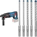 Bosch Professional 18V System Rotary Hammer GBH 18V-26 D (Without Battery, SDS Plus, in case) + 5X Expert SDS plus-7X Hammer Drill Set (for Reinforced Concrete, Ø 6-10 mm, Accessories)
