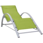 Transat chaise longue bain de soleil lit de jardin terrasse meuble d'extérieur textilène et aluminium vert - Vert