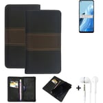 Phone Case + earphones for Oppo Reno8 Lite 5G Wallet Cover Bookstyle protective