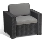Kit 2 fauteuils California en re'sine graphite effet polyrotin 83x68x72 cm avec coussins pour jardin exte'rieur - Allibert