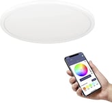 EGLO connect.z Plafonnier LED connecté Rovito-Z, Ø 42 cm, lampe de plafond contrôlable par appli et commande vocale Alexa, blanc chaud - froid, rétro-éclairage RGB, dimmable, blanc