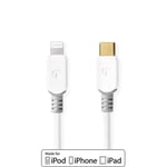 Nedis Lightning Kabel | USB 2.0 | Apple Lightning 8-pin | USB-C™ Han | 480 Mbps | Guldplateret | 1.00 m | Runde | PVC | Hvid | Box