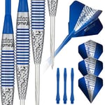 Unicorn Steel Tip Darts Set | Sigma 900 | 90% Natural Tungsten Barrels with Blue Accents & Volute Points | 25 g