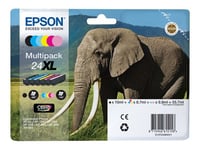 Epson 24XL Multipack - Pack de 6 - 55.7 ml - XL - noir, jaune, cyan, magenta, magenta clair, cyan clair - original - blister - cartouche d'encre - pour Expression Photo XP-55, 750, 760, 850, 860, 950, 960, 970; Expression Premium XP-750, 850 - Jusqu'à