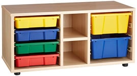 Mobeduc Shelving and 2 Bay with Trays, Wood, Beech, 40x90x44 cm