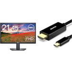 Dell SE2222H 21.5 Inch Full HD (1920x1080) Monitor, 60Hz, VA & BENFEI USB C to HDMI Cable, 4K 1.8M USB Type C to HDMI Adapter