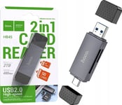 Hoco Hoco Minneskortläsare 2In1 Usb A + Typ C 2.0 Hb45 Grå