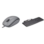 Logitech M110 Wired USB Mouse, Silent Buttons, Comfortable Full-Size Use Design- Grey & K120 Wired Business Keyboard for Windows or Linux, USB Plug-and-Play, Full-Size, Black