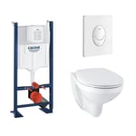 GROHE Pack WC suspendu avec bride Bau Ceramic avec abattant, bâti support WC Rapid SL Project, plaque de commande Start, Blanc Alpin