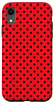 Coque pour iPhone XR Petit motif géométrique des années 1980 rouge et noir