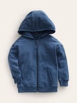 Mini Boden Kids' Garment Dye Zip Through Hoodie, Robot Blue