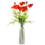 Artificial Flower Arrangement 100cm Red Poppy and Fern in Glass Vase