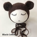 Newborn Baby Hat Photography Props Cap Ear Bear Bonnet Black Coffee