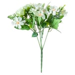 DRW Lot de 12 Bouquets de Fleurs en Polyester Blanc et Vert 1 x 1 x 27 cm