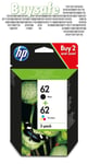HP 62 2-Pack Black/Tri-colour Original Ink Combo Pack N9J71AE for Envy 5547