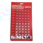 50 st AG1/AG3/AG4/AG10/AG12/AG13 set för klocka Leksak Klocka Kalkylator Blandad Knapp Knappcell Batteri Set