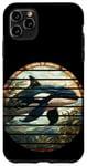 Coque pour iPhone 11 Pro Max Cercle rétro en verre teinté anime orque baleine orque, gardiens de zoo