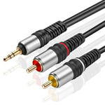 TNP Gold Plated 3.5mm to RCA Audio Cable (3 Feet) Bi-Directional Male to Male Converter Y Splitter AUX Auxiliary Headphone Jack Plug Y Adapter to Left/Right Stereo 2RCA Connector Wire Cord