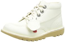 Kickers Junior Unisex Kick Hi Ve Leather Boots, White, 1 UK