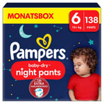 Pampers Baby-Dry Pants Night , storlek 6, 15 kg+, månadsbox (1 x 138 blöjor)