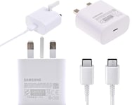 Genuine Samsung 25W Fast Charger, Official Original Samsung 25W USB-C Super Fast UK Mains Wall Charger & USB-C Cable & Also includes MOBACE® Type C Cable Compatible with all Type C Devices - White