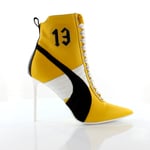 Puma Fenty by Rihanna 13 Yellow Black Leather Womens High Heel Shoes 363038 01