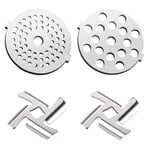 Meat Grinder Blades Stainless Steel Mincer Plate, Pack of 4 Disc Knife Cutter Discs Grinding Plates Stainless Steel Meat Grinder Accessories, Electric Manual Meat Grinder Replacement Accessories