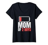 Womens Mom of 2 Boys Funny Mom Surprise From Son Mother's Day Mama V-Neck T-Shirt