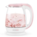 1.8L Glass Electric Kettle, 1500W Fast Heating Kettles Electric, Electric Borosilicate Glass Tea Kettle BPA Free Boil-Dry Protection and Auto Shut-Off-Pink