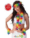 4Pcs LEI HULA SET Adult Hawaiian Fancy Dress Costume Beach Hen Party Ladies UK