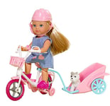 Simba Evi Love Bike Tour 105730783 Toy Doll with Bicycle, Trailer and Cute Dog, 12 cm, from 3 Years