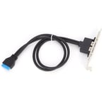 (black)Double USB Baffle Cable 19 Pin To Dual Port A Female Extension Rear Panel