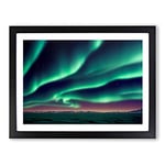 Contemporary Aurora Borealis H1022 Framed Print for Living Room Bedroom Home Office Décor, Wall Art Picture Ready to Hang, Black A2 Frame (64 x 46 cm)