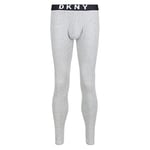 DKNY Men's Long Johns, Designer Cotton Base Layer with Elasticated Branded Jacquard Waistband Bottom, Grey Marl, XL
