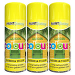 3X Daybreak Yellow Garden Aerosol Spray Paint Lasting Shades For Wood 400ml