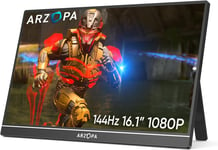 Ultra-Slim ARZOPA 16.1'' 144Hz Portable Gaming Monitor 1920×1080P FHD HDR Sreen