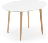 Oqui, Spisebord med udtræk, nordisk, moderne by Kave Home (H: 74 cm. x B: 120 cm. x L: 90 cm., Hvid/Natur)