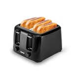 Black 4 Slice Toaster Family Size 1400W with Variable Browning Control