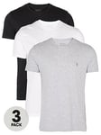 AllSaints 3 Pack Tonic T-shirt - Grey/Black/White, Optic/Black/Grey, Size M, Men