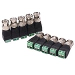 10 Male Coax Cat5 To Coaxial Bnc Cable Connector Adapter Camera One Size