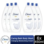 Dove Caring Bath Indulging Cream Bath Soak with 1/4 Moisturising Cream, 6x450ml