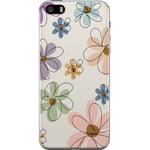 Apple iPhone 5s Transparent Mobilskal Tecknade Blommor